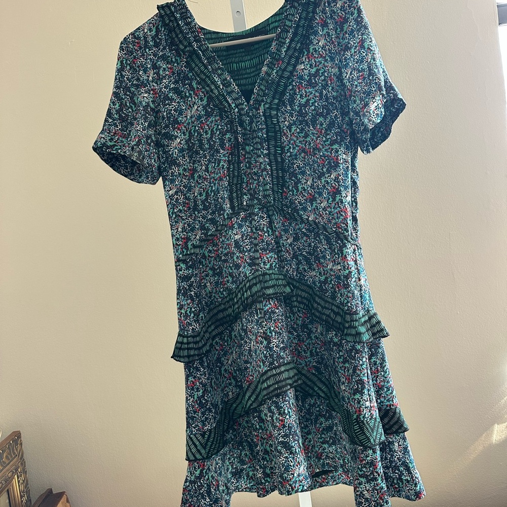 Proenza Schouler Green and Black Patterned Dress